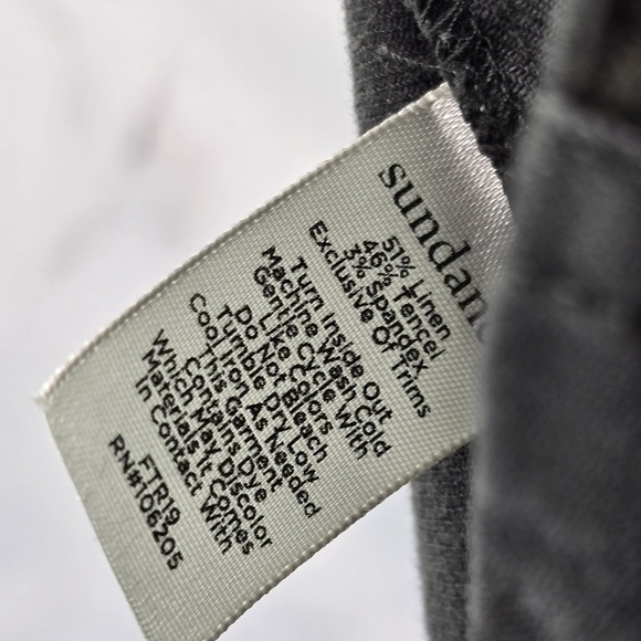 Sundance Pants Women 14 Black Linen High Rise Crop Tapered Trouser Button Fly - Picture 10 of 12